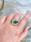 14K GOLD 1.53 CTW VIVID GREEN NATURAL EMERALD & DIAMOND RING