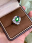 14K GOLD 1.53 CTW VIVID GREEN NATURAL EMERALD & DIAMOND RING