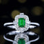 14K GOLD 0.62 CTW VIVID GREEN NATURAL EMERALD & DIAMOND RING