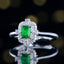 14K GOLD 0.62 CTW VIVID GREEN NATURAL EMERALD & DIAMOND RING