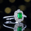 14K GOLD 0.62 CTW VIVID GREEN NATURAL EMERALD & DIAMOND RING