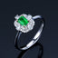 14K GOLD 0.62 CTW VIVID GREEN NATURAL EMERALD & DIAMOND RING