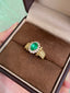 14K GOLD 1.01 CTW VIVID GREEN NATURAL EMERALD & DIAMOND RING