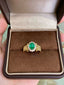 14K GOLD 1.01 CTW VIVID GREEN NATURAL EMERALD & DIAMOND RING