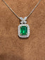 14K GOLD 1.91 CTW VIVID GREEN NATURAL EMERALD & DIAMOND PENDANT