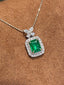 14K GOLD 1.91 CTW VIVID GREEN NATURAL EMERALD & DIAMOND PENDANT