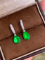 14K GOLD 2.91 CTW VIVID GREEN NATURAL EMERALD & DIAMOND EARRINGS