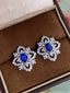 14K GOLD 2.38 CTW NATURAL SAPPHIRE & DIAMOND EARRINGS