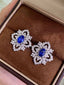 14K GOLD 2.38 CTW NATURAL SAPPHIRE & DIAMOND EARRINGS