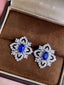 14K GOLD 2.38 CTW NATURAL SAPPHIRE & DIAMOND EARRINGS