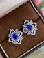 14K GOLD 2.38 CTW NATURAL SAPPHIRE & DIAMOND EARRINGS