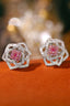 14K GOLD 0.80 CTW NATURAL PINK DIAMOND & DIAMOND EARRINGS