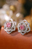 14K GOLD 0.80 CTW NATURAL PINK DIAMOND & DIAMOND EARRINGS