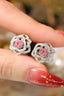 14K GOLD 0.80 CTW NATURAL PINK DIAMOND & DIAMOND EARRINGS