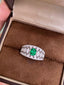 14K GOLD 0.60 CTW VIVID GREEN NATURAL EMERALD & DIAMOND RING