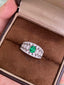 14K GOLD 0.60 CTW VIVID GREEN NATURAL EMERALD & DIAMOND RING