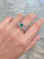 14K GOLD 0.60 CTW VIVID GREEN NATURAL EMERALD & DIAMOND RING