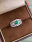 14K GOLD 0.60 CTW VIVID GREEN NATURAL EMERALD & DIAMOND RING