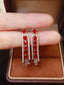 14K GOLD 4.23 CTW VIVID RED NATURAL RUBY & DIAMOND EARRINGS