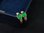 14K GOLD 2.2 CTW VIVID GREEN NATURAL EMERALD & DIAMOND EARRINGS