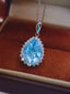 14K GOLD 5.47 CTW NATURAL AQUAMARINE & DIAMOND PENDANT