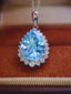 14K GOLD 5.47 CTW NATURAL AQUAMARINE & DIAMOND PENDANT