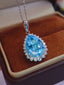 14K GOLD 5.47 CTW NATURAL AQUAMARINE & DIAMOND PENDANT