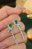 14K GOLD 2.55 CTW VIVID GREEN NATURAL EMERALD & DIAMOND EARRINGS