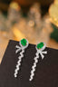 14K GOLD 2.55 CTW VIVID GREEN NATURAL EMERALD & DIAMOND EARRINGS