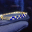 14K GOLD 4.1 CT VIVID BLUE NATURAL SAPPHIRE & DIAMOND BANGLE