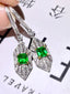 14K GOLD 1.07 CTW VIVID GREEN NATURAL EMERALD & DIAMOND EARRINGS