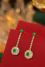 14K GOLD 1.76 CTW VIVID GREEN NATURAL EMERALD & DIAMOND EARRINGS