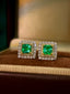 14K GOLD 1.73 CTW VIVID GREEN NATURAL EMERALD & DIAMOND EARRINGS