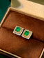 14K GOLD 1.73 CTW VIVID GREEN NATURAL EMERALD & DIAMOND EARRINGS