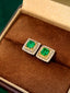 14K GOLD 1.73 CTW VIVID GREEN NATURAL EMERALD & DIAMOND EARRINGS