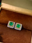 14K GOLD 1.73 CTW VIVID GREEN NATURAL EMERALD & DIAMOND EARRINGS