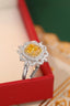 14K GOLD 1.51 CTW NATURAL YELLOW DIAMOND & DIAMOND RING