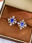 14K GOLD 2.37 CTW NATURAL SAPPHIRE & DIAMOND EARRINGS