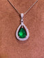 14K GOLD 2.32 CTW VIVID GREEN NATURAL EMERALD & DIAMOND PENDANT