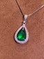 14K GOLD 2.32 CTW VIVID GREEN NATURAL EMERALD & DIAMOND PENDANT