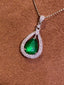 14K GOLD 2.32 CTW VIVID GREEN NATURAL EMERALD & DIAMOND PENDANT