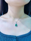 14K GOLD 2.32 CTW VIVID GREEN NATURAL EMERALD & DIAMOND PENDANT