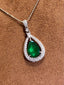 14K GOLD 2.32 CTW VIVID GREEN NATURAL EMERALD & DIAMOND PENDANT