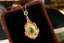 14K GOLD 0.73 CTW VIVID GREEN NATURAL EMERALD & DIAMOND NECKLACE