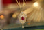 14K GOLD 0.83 CTW VIVID RED NATURAL RUBY & DIAMOND NECKLACE