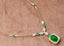 14K GOLD 7.64 CTW VIVID GREEN NATURAL EMERALD & DIAMOND NECKLACE