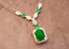 14K GOLD 7.64 CTW VIVID GREEN NATURAL EMERALD & DIAMOND NECKLACE