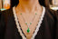 14K GOLD 7.64 CTW VIVID GREEN NATURAL EMERALD & DIAMOND NECKLACE