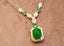 14K GOLD 7.64 CTW VIVID GREEN NATURAL EMERALD & DIAMOND NECKLACE