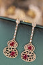 14K GOLD 2.10 CTW VIVID RED NATURAL RUBY & DIAMOND EARRINGS